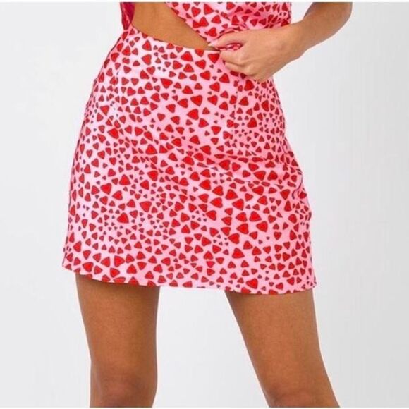 NEW Pincess Polly Zacari Love Hearts Mini Skirt Pink Size 12 - Picture 1 of 8